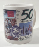 1996 Peacock Papers "50 Years Ago" And I Was Born Jackie Robinson United Nations Bogart Marletent Dietrich Truman GM Everglades Ceramic Coffee Mug Cup