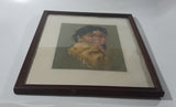 Vintage 1960s Dorothy M. Oxborough First Nations Native Child 12 1/4" x 14 3/8" Framed Painting Print