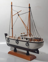 White Tugboat Style Boat 10" Long Wood Ship Model