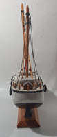 White Tugboat Style Boat 10" Long Wood Ship Model