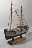 White Tugboat Style Boat 10" Long Wood Ship Model