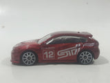 2012 Hot Wheels Subaru WRX STI Red Die Cast Toy Car Vehicle