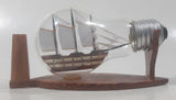 Vintage Detailed Miniature Tall Ship Boat 4 1/8" Long Glass Light Bulb