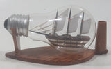 Vintage Detailed Miniature Tall Ship Boat 4 1/8" Long Glass Light Bulb