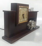 Vintage United Clock Corp Light Up Fire Place Self Starting Wood Cased Electric Mantle Clock Made in U.S.A.