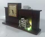 Vintage United Clock Corp Light Up Fire Place Self Starting Wood Cased Electric Mantle Clock Made in U.S.A.