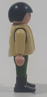 1992 Geobra Playmobil Small Black Hair Child Army Green Pants and Shirt with Beige Vest 2 1/8" Tall Toy Figure