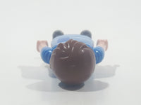 2010 Geobra Playmobil Brown Hair Stubble Beard Mixed Blue Striped Shirt Brown Capri Pants 2 3/4" Tall Toy Figure