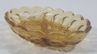 Vintage Amber Orange Two Compartment Depression Glass Candy Dish