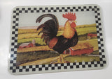 2002 MSR Imports Farm Scenery Rooster Chicken 11 3/4" x 15 5/8" Tempered Glass Cutting Board