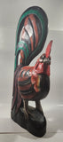 Rooster Chicken Hand Painted Large 20 1/2" Tall Carved Wood Sculpture