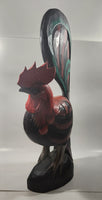 Rooster Chicken Hand Painted Large 20 1/2" Tall Carved Wood Sculpture