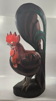 Rooster Chicken Hand Painted Large 20 1/2" Tall Carved Wood Sculpture