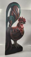 Rooster Chicken Hand Painted Large 20 1/2" Tall Carved Wood Sculpture