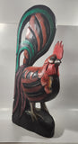 Rooster Chicken Hand Painted Large 20 1/2" Tall Carved Wood Sculpture