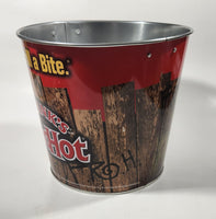 Rare 2007 Reckitt Benckiser Frank's Red Hot A Thrill a Bite 7" Tall Metal Pail Bucket