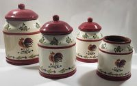 Avon Rooster Chicken Themed Ceramic Canister Set of 4