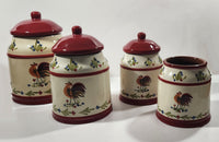 Avon Rooster Chicken Themed Ceramic Canister Set of 4