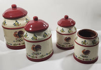 Avon Rooster Chicken Themed Ceramic Canister Set of 4