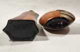 Vintage Mid Century Modern Geometric Brown Four Pattern 7" and 10" Bud Vases Set of 2