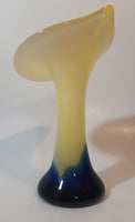 Yellow White Blue Jack In The Pulpit Lily Shaped 7 3/4" Tall Art Glass Flower Bud Vase