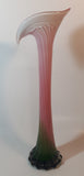 Murano Style Red White Green Calla Lily Shaped 16" Tall Art Glass Flower Bud Vase