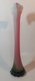 Murano Style Red White Green Calla Lily Shaped 16" Tall Art Glass Flower Bud Vase