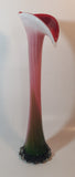 Murano Style Red White Green Calla Lily Shaped 16" Tall Art Glass Flower Bud Vase