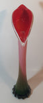 Murano Style Red White Green Calla Lily Shaped 16" Tall Art Glass Flower Bud Vase