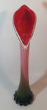 Murano Style Red White Green Calla Lily Shaped 16" Tall Art Glass Flower Bud Vase