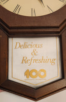 Rare 1986 Coca Cola 100 Years Centennial Celebration 10" x 15 3/4" Wood Cased Wall Clock