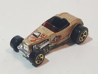 2000 Hot Wheels First Editions Deuce Roadster Gold Die Cast Toy Hot Rod Car Vehicle