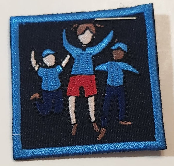 Kids with Arms Up 1 3/4" x 1 3/4" Embroidered Fabric Patch Badge