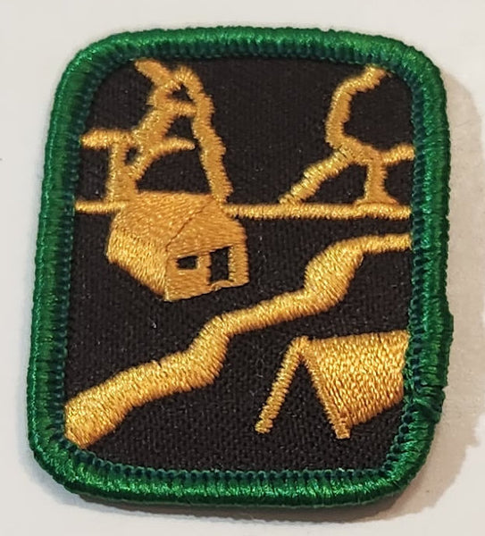 River Camp Scene 1 1/2" x 1 3/4" Embroidered Fabric Patch Badge