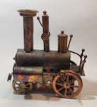 Vintage Steam Train Locomotive 8" Long Musical Box Copper Look Metal Art Sculpture