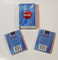 1998 Coca Cola 2 Packs of Polar Bear Themed Bicycle Playing Cards Never Opened in Embossed Tin Metal Container