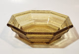 Vintage MCM Octagon Shaped Textured Amber Orange Brown Depression Glass Dish