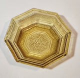 Vintage MCM Octagon Shaped Textured Amber Orange Brown Depression Glass Dish