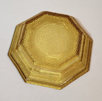 Vintage MCM Octagon Shaped Textured Amber Orange Brown Depression Glass Dish