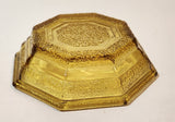 Vintage MCM Octagon Shaped Textured Amber Orange Brown Depression Glass Dish