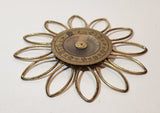 Rare Vintage "Artistic" Sunflower Starburst Style 7 1/4" Brass Metal Wall Thermometer Made in USA