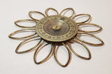 Rare Vintage "Artistic" Sunflower Starburst Style 7 1/4" Brass Metal Wall Thermometer Made in USA