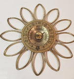 Rare Vintage "Artistic" Sunflower Starburst Style 7 1/4" Brass Metal Wall Thermometer Made in USA