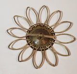 Rare Vintage "Artistic" Sunflower Starburst Style 7 1/4" Brass Metal Wall Thermometer Made in USA