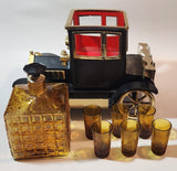 Vintage 1960s 1915 Ford Model T Shaped Musical Box Decanter Set with 6 Shot Glasses