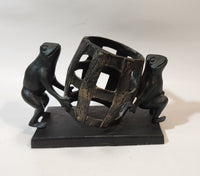 Frog Themed 8 1/2" Long Heavy Iron Wine Bottle Holder