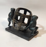 Frog Themed 8 1/2" Long Heavy Iron Wine Bottle Holder