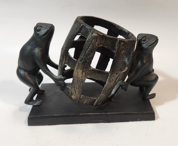 Frog Themed 8 1/2" Long Heavy Iron Wine Bottle Holder