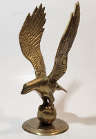 Vintage Mid Century Eagle In Flight 8" Tall Heavy Brass Sculpture