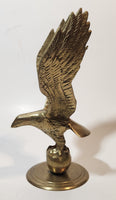 Vintage Mid Century Eagle In Flight 8" Tall Heavy Brass Sculpture